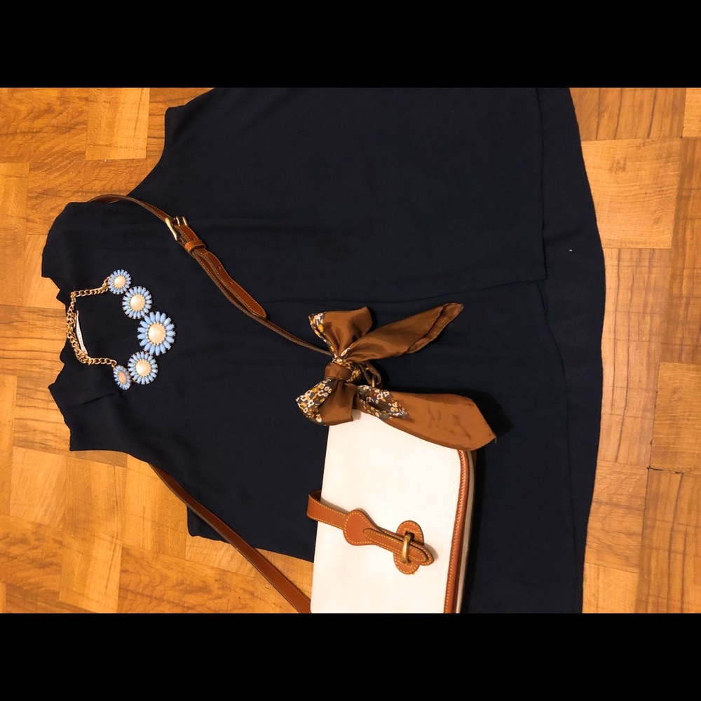 Navy v-neck blouse